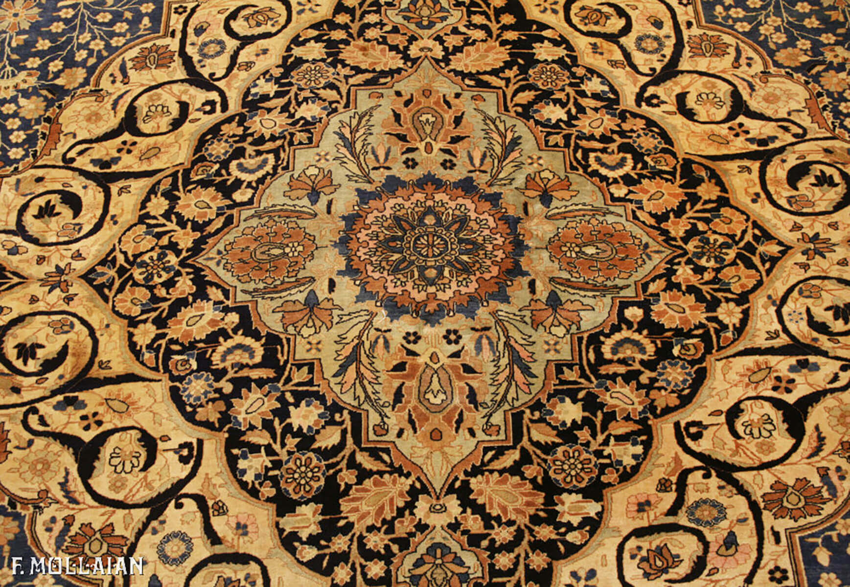 Tappeto Grande Persiano Antico Kashan Mohtasham n°:16907327